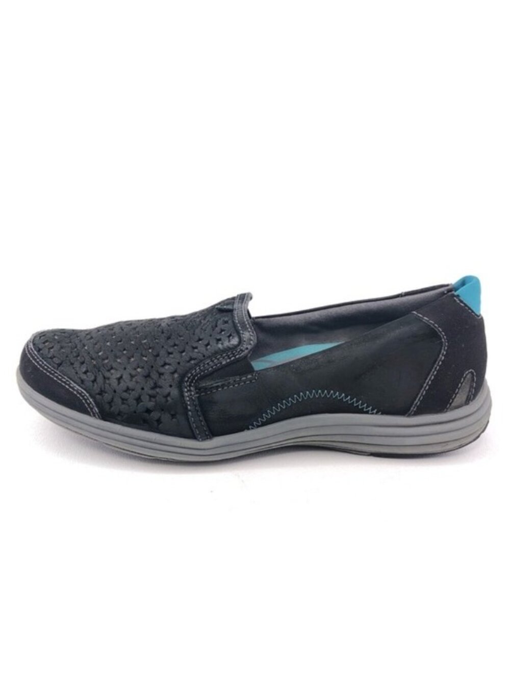 Aravon Bonnie Perforated Black Leather Slip on 8.5AA